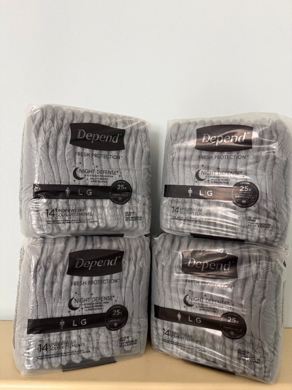 Depend Night Defense Overnight Adult Incontinence Underwear Large   4 PACK